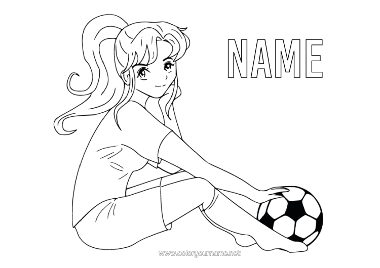 Colouring page to print Football Football Sport Girl Team Sports Women's Football Footballer