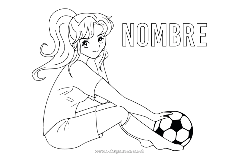 Dibujo para colorear para imprimir Fútbol Balón de fútbol Sport Chica Deportes en equipo Fútbol femenino Jugador de fútbol