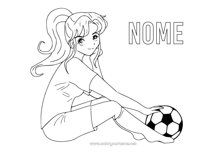 Página de desenho para imprimir Futebol Bola de futebol Esporte Menina Sports d'équipe Futebol feminino Jogador de Futebol