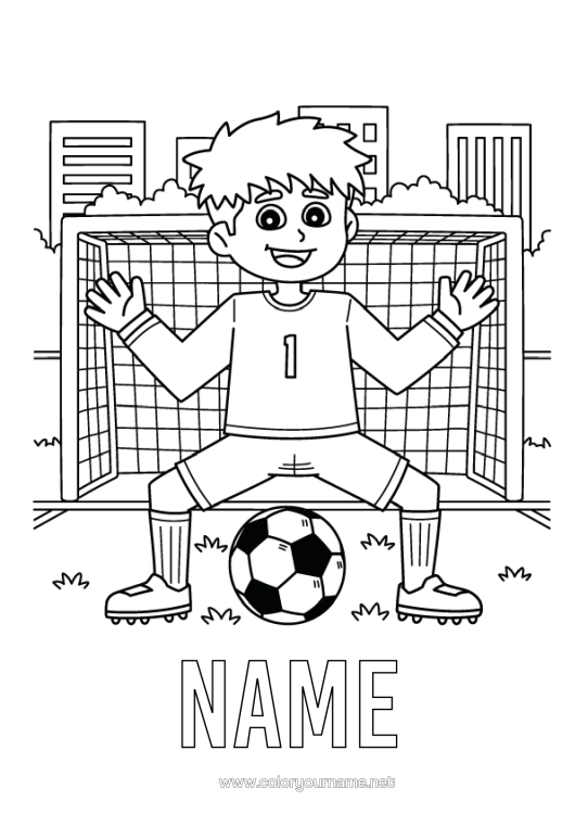Colouring page to print Football Football Sport Team Sports Footballer Goalkeeper