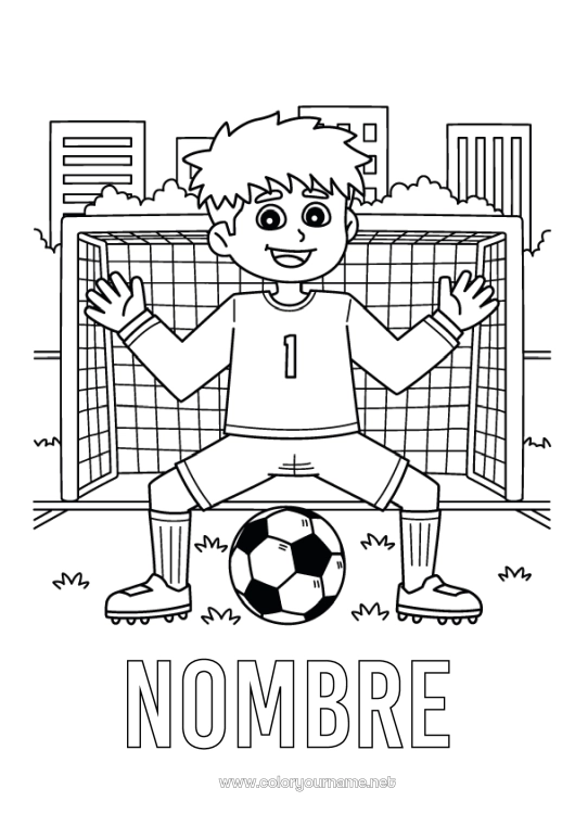 Dibujo para colorear para imprimir Fútbol Balón de fútbol Sport Deportes en equipo Jugador de fútbol Portero