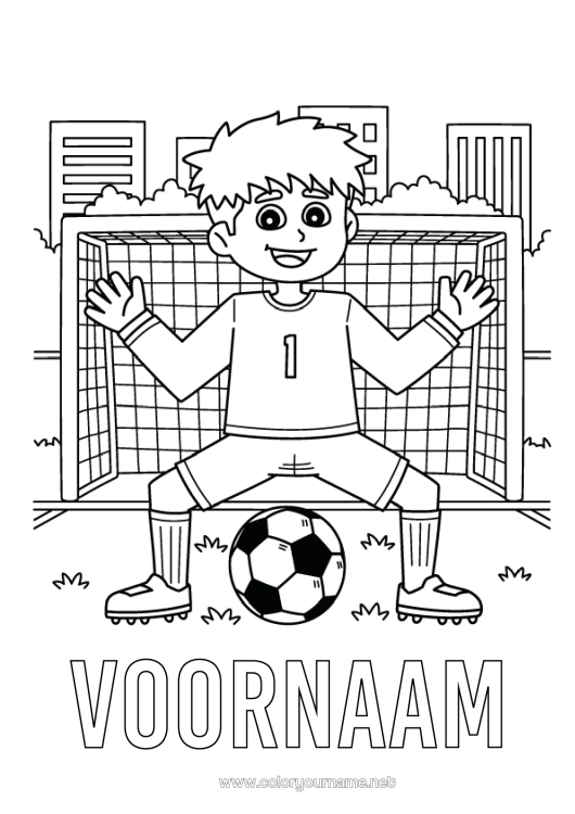 Kleurplaat om af te drukken Voetbal Voetbal Sport Teamsporten Voetballer voetbalster Doelman