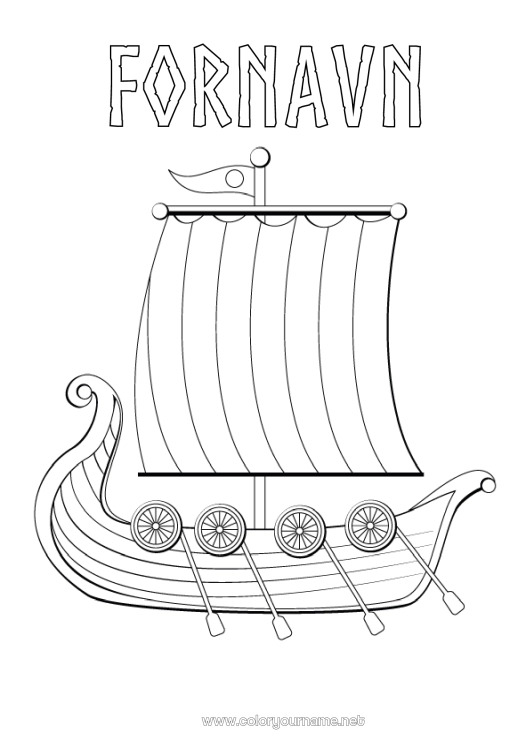 Farvelægningssiden til udskrivning Køretøjer Båd Søfartøjer Historiske eller vintage køretøjer Viking Dragebåd Historie Sverige Danmark Norge