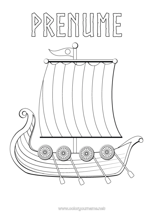 Pagină de colorat de imprimat Vehicule Barcă Vehicule maritime Vehicule istorice sau vintage Viking Drakkar Istorie Suedia Danemarca Norvegia