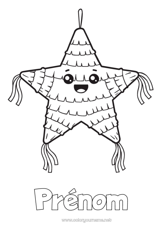Coloriage à imprimer Anniversaire Étoiles Piñata