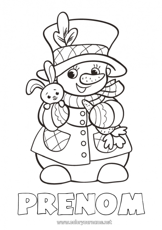 Coloriage à imprimer Hiver Bonhomme de neige