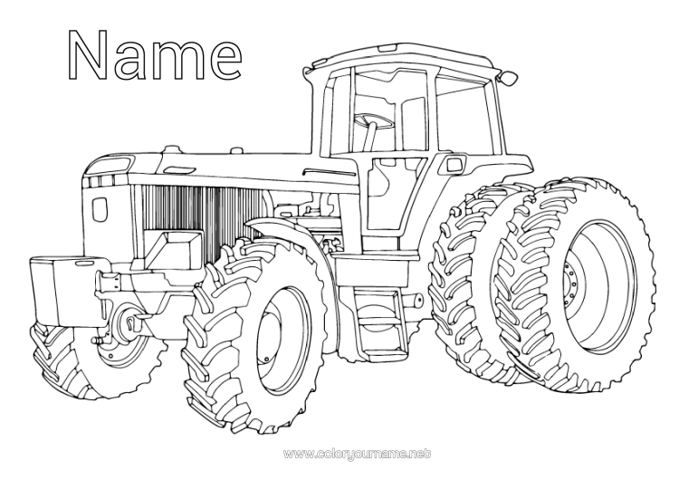 Colouring page to print Vehicles Tractor Farm Vehicles Realistic