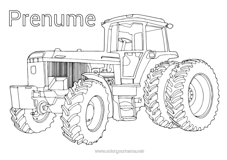 Pagină de colorat de imprimat Vehicule Tractor Vehiculele fermei Realist