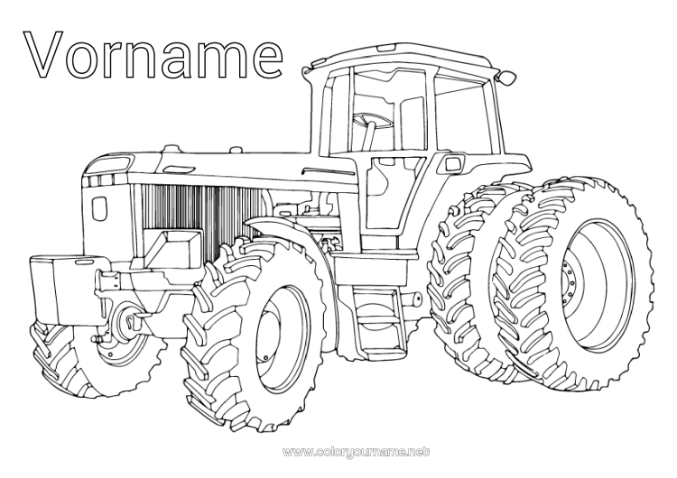 Malvorlage zum Ausdrucken Fahrzeuge Traktor Véhicules de la ferme Realistisch