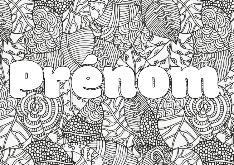 Coloriage à imprimer Automne Feuilles Zentangle Fond décoratif Feuilles mortes