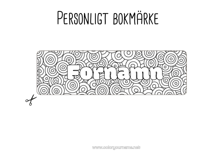 Färgläggningssida att skriva ut Bokmärke Geometriska former Cirkel, rund