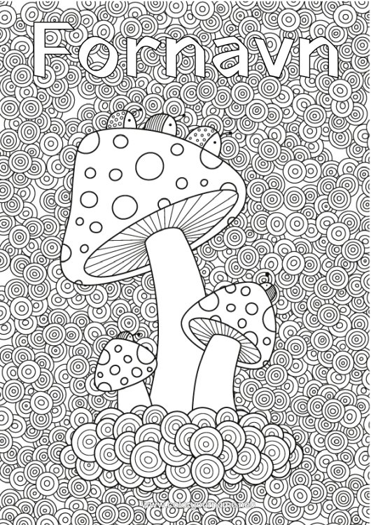 Farvelægningssiden til udskrivning Efterår Svamp Komplekse farvelægninger Zentangle