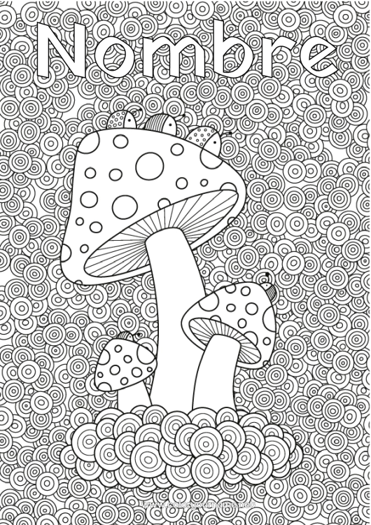 Dibujo para colorear para imprimir Otoño Champiñone Dibujos complejos para colorear Zentangle