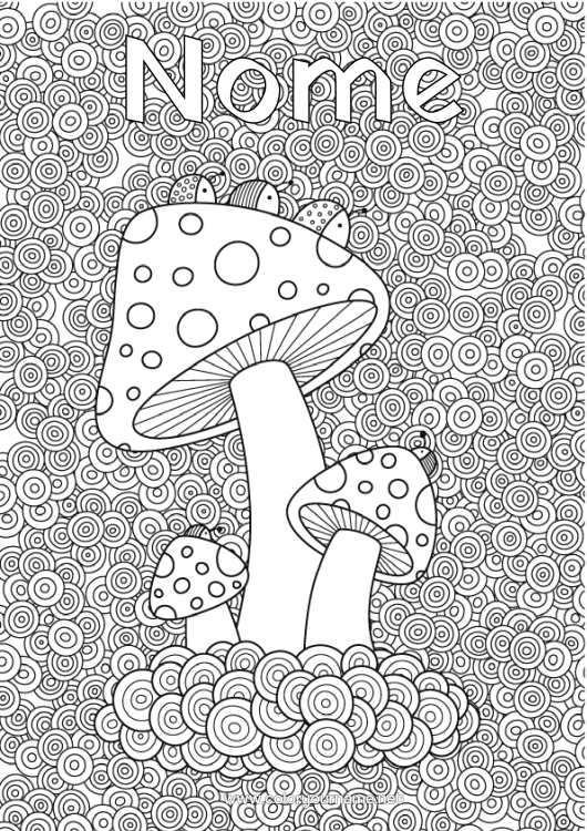 Página de desenho para imprimir Outono Cogumelo Colorações Complexas Zentangle