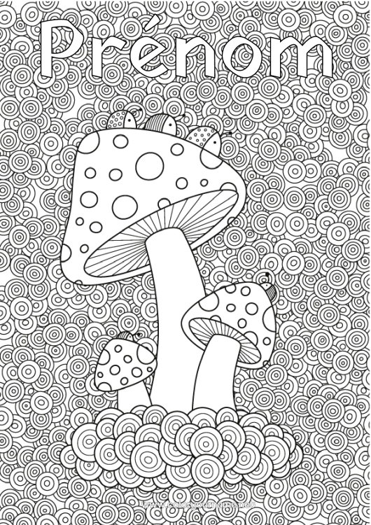 Coloriage à imprimer Automne Champignon Coloriages complexes Zentangle