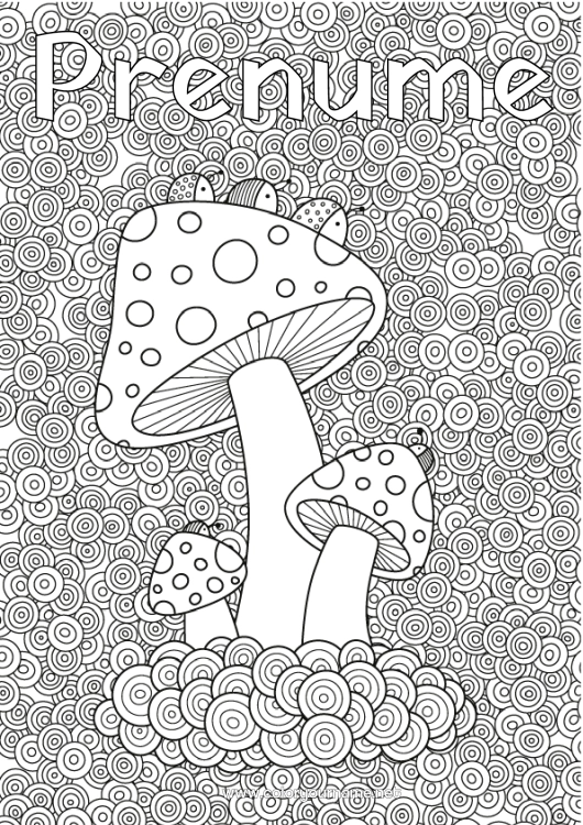 Pagină de colorat de imprimat Toamnă Ciupercă Desene de colorat complexe Zentangle