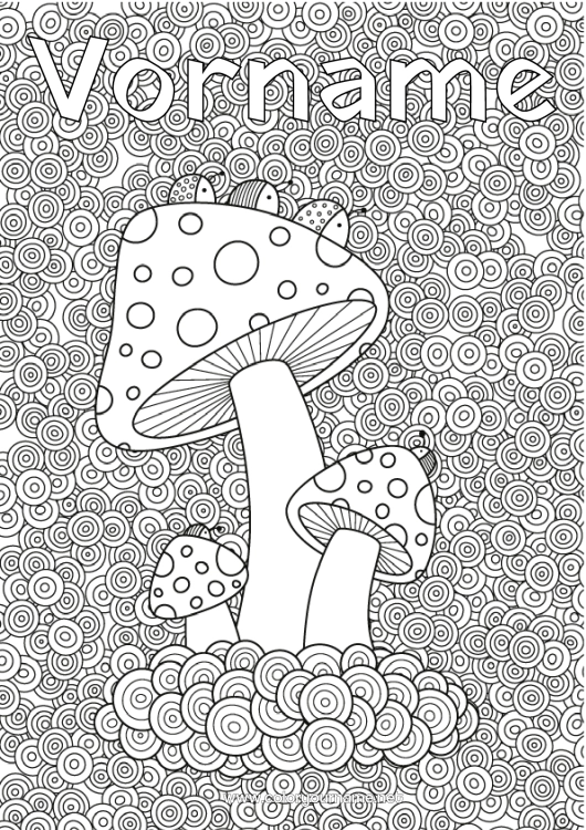 Malvorlage zum Ausdrucken Herbst Pilz Komplexe Ausmalbilder Zentangle