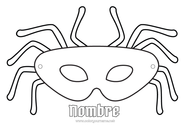 Dibujo para colorear para imprimir Careta Araña Carnaval Insectos