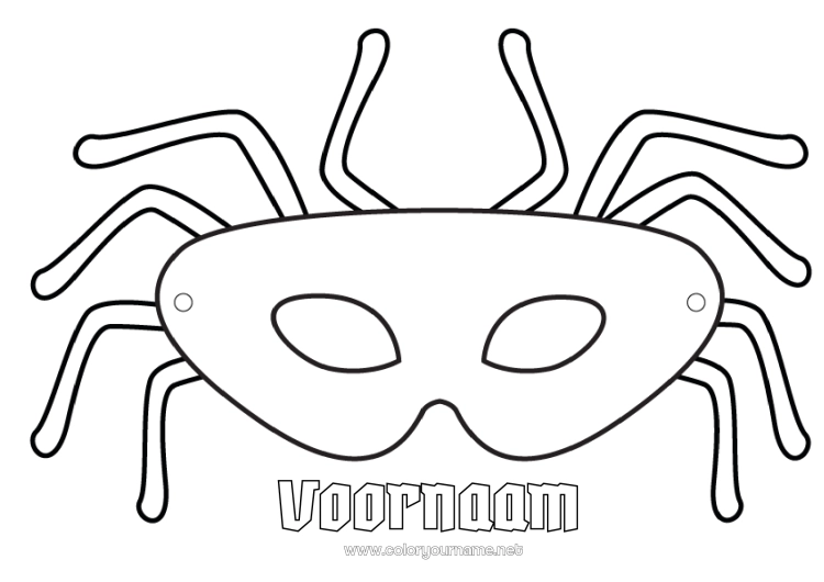 Kleurplaat om af te drukken Masker Spin Carnaval Insecten