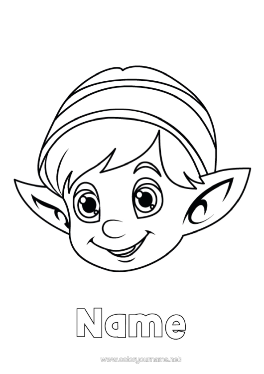 Colouring page to print Christmas Elves Elf Colouring Pages