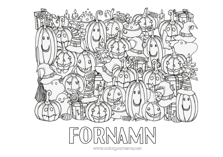 Färgläggningssida att skriva ut Pumpa Höst Jack O'Lantern Komplexa målarbilder