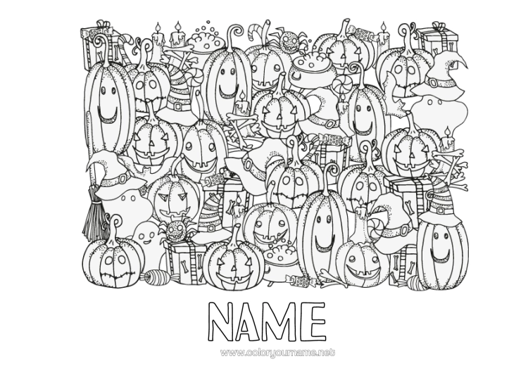 Colouring page to print Pumpkin Autumn Jack O'lantern Complex Colouring Pages