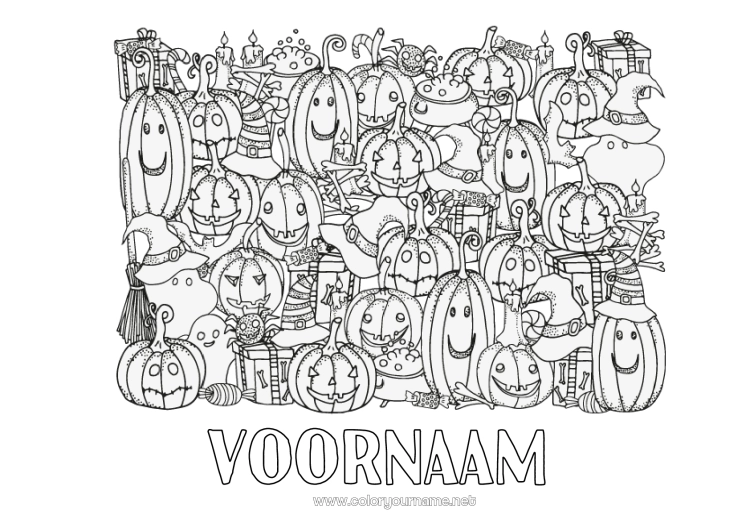 Kleurplaat om af te drukken Pompoen Herfst Jack O'Lantern Complex Kleurplaten
