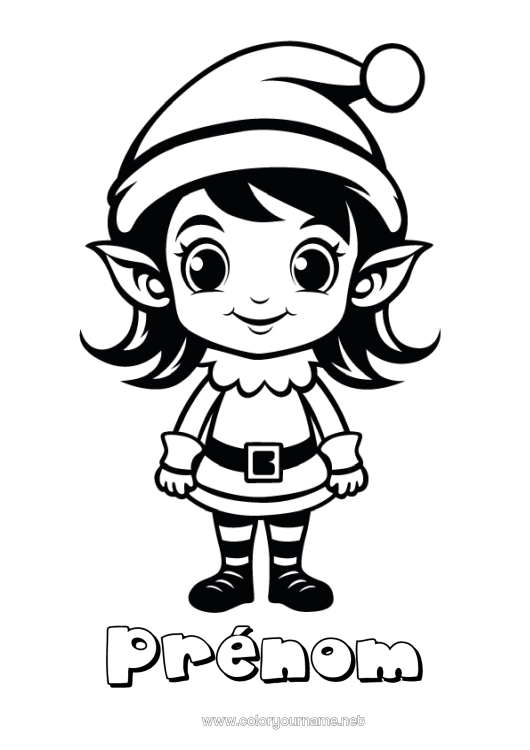 Coloriage à imprimer Lutins de Noël Coloriages lutins