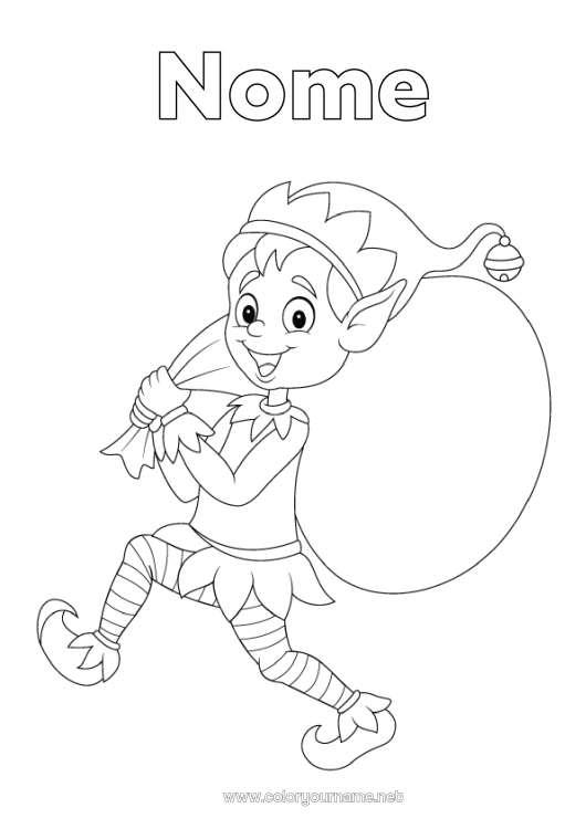 Página de desenho para imprimir Elfo de Natal Páginas para colorir de elfos
