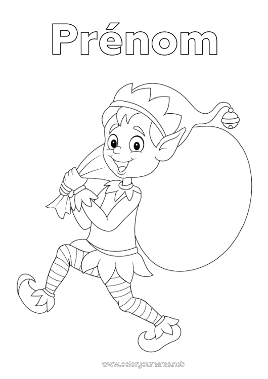 Coloriage à imprimer Lutins de Noël Coloriages lutins