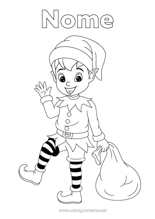 Página de desenho para imprimir Elfo de Natal Páginas para colorir de elfos