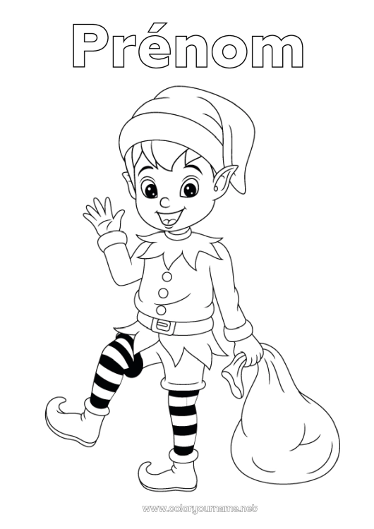 Coloriage à imprimer Lutins de Noël Coloriages lutins