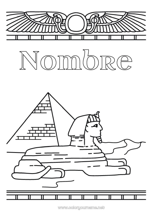 Dibujo para colorear para imprimir Egipto Pirámide Monument Historia