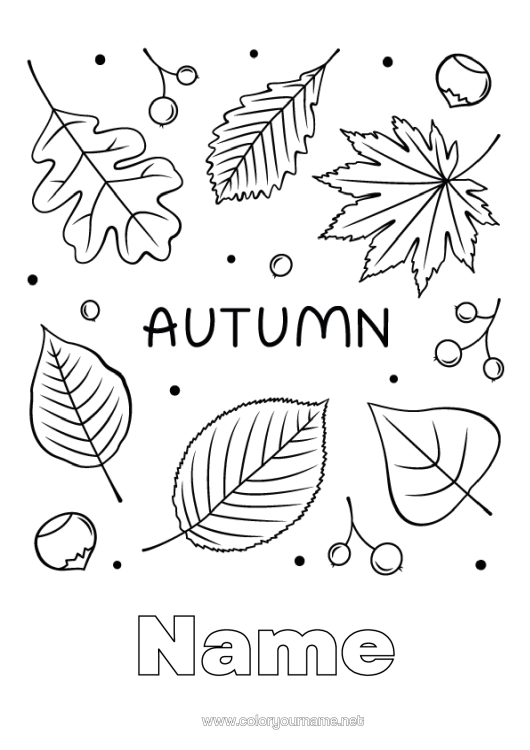 Colouring page to print Autumn Leaves Dead Leaves