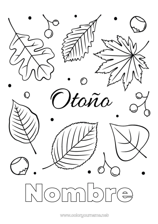 Dibujo para colorear para imprimir Otoño Hojas Hojas muertas