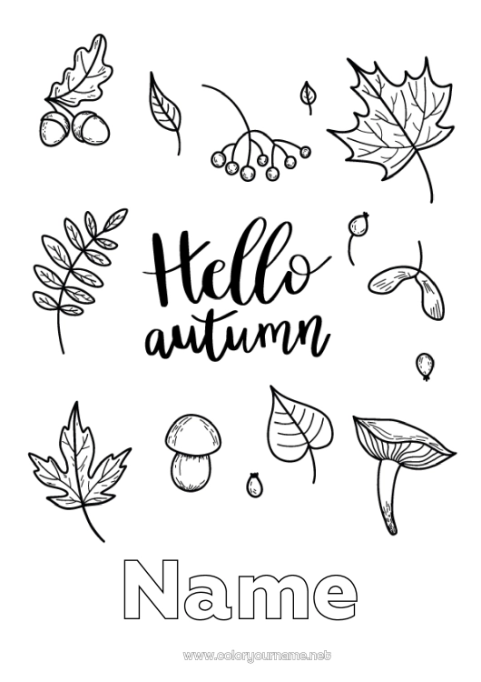 Coloring page to print Autumn Leaves Dead leaves