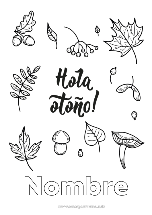 Dibujo para colorear para imprimir Otoño Hojas Hojas muertas
