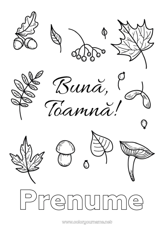Pagină de colorat de imprimat Toamnă Frunze Frunze moarte