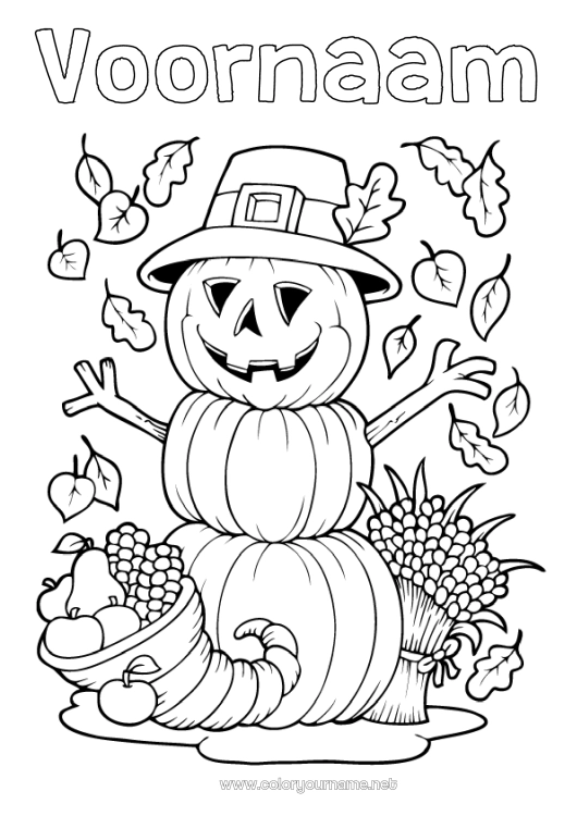Kleurplaat om af te drukken Pompoen Halloween Herfst