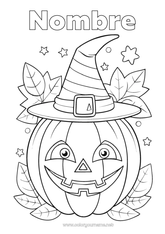 Dibujo para colorear para imprimir Calabaza Sombrero