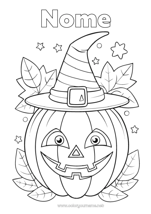 Pagina da colorare da stampare Zucca Cappello