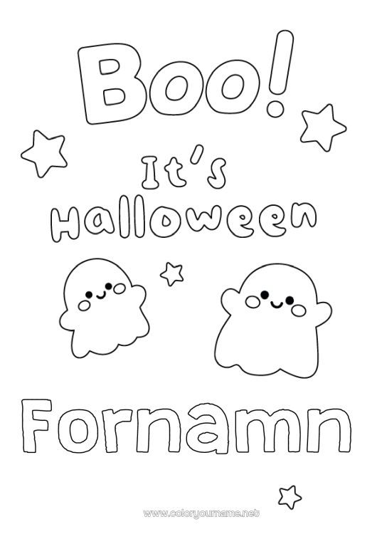 Färgläggningssida att skriva ut Spöke Halloween Lätta målarbilder Boo