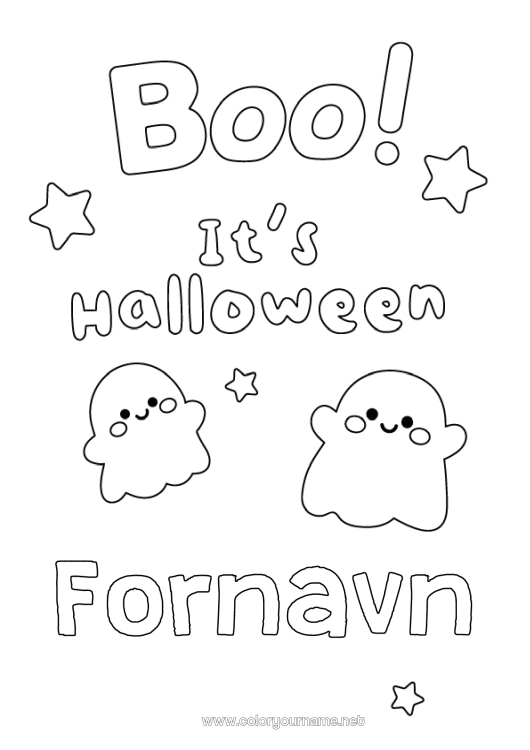 Fargeleggingssiden til utskrift Spøkelse Halloween Enkle fargelegginger Boo