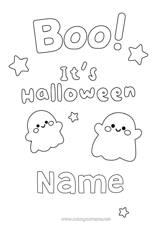 Colouring page to print Ghost Halloween Easy Colouring Pages Boo