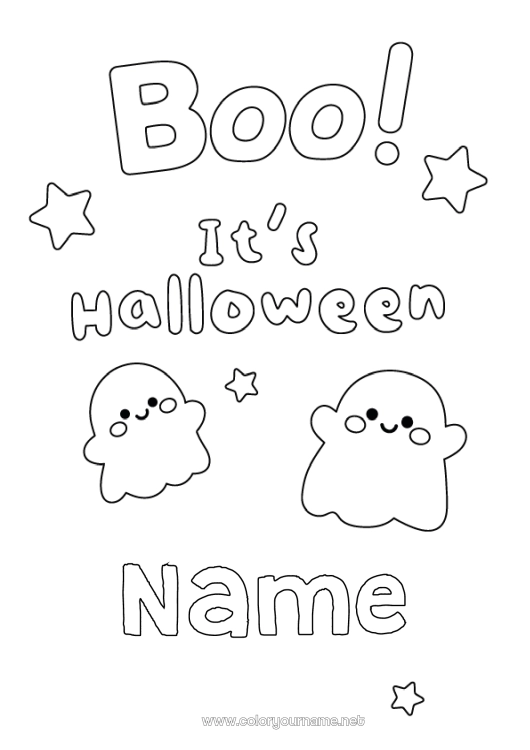 Coloring page to print Ghost Halloween Easy coloring pages Boo