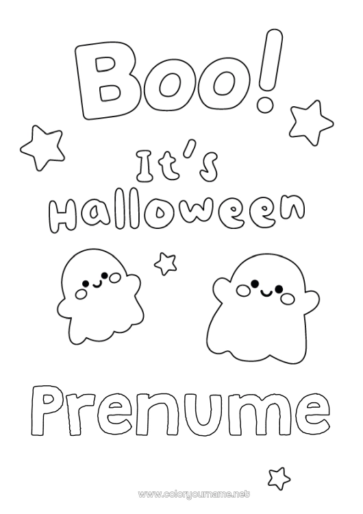 Pagină de colorat de imprimat Fantomă Halloween Desene de colorat ușoare Boo