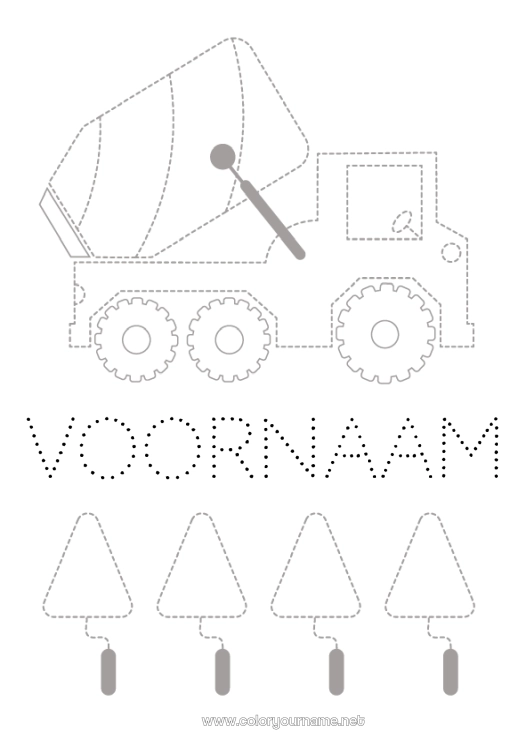 Kleurplaat om af te drukken Voertuigen Activiteiten voor Kinderen Bouwvoertuigen Trace et colorie Betonmolen