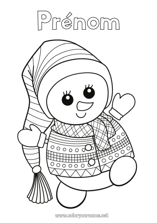 Coloriage à imprimer Hiver Bonhomme de neige