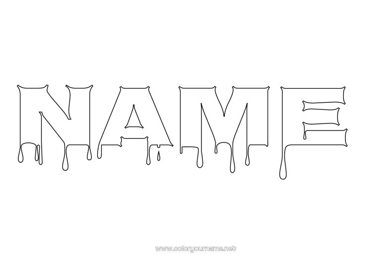 Coloring page to print Halloween Decorated name Blood