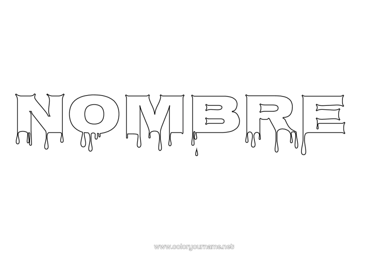 Dibujo para colorear para imprimir Halloween Nombre decorado Sangre